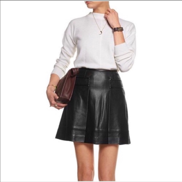 Tory Burch Dresses & Skirts - Tory Burch Black Leather Skirt 6 Perforated Mini Skirt